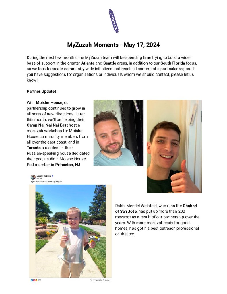 thumbnail of MyZuzah Moments – May 17, 2024